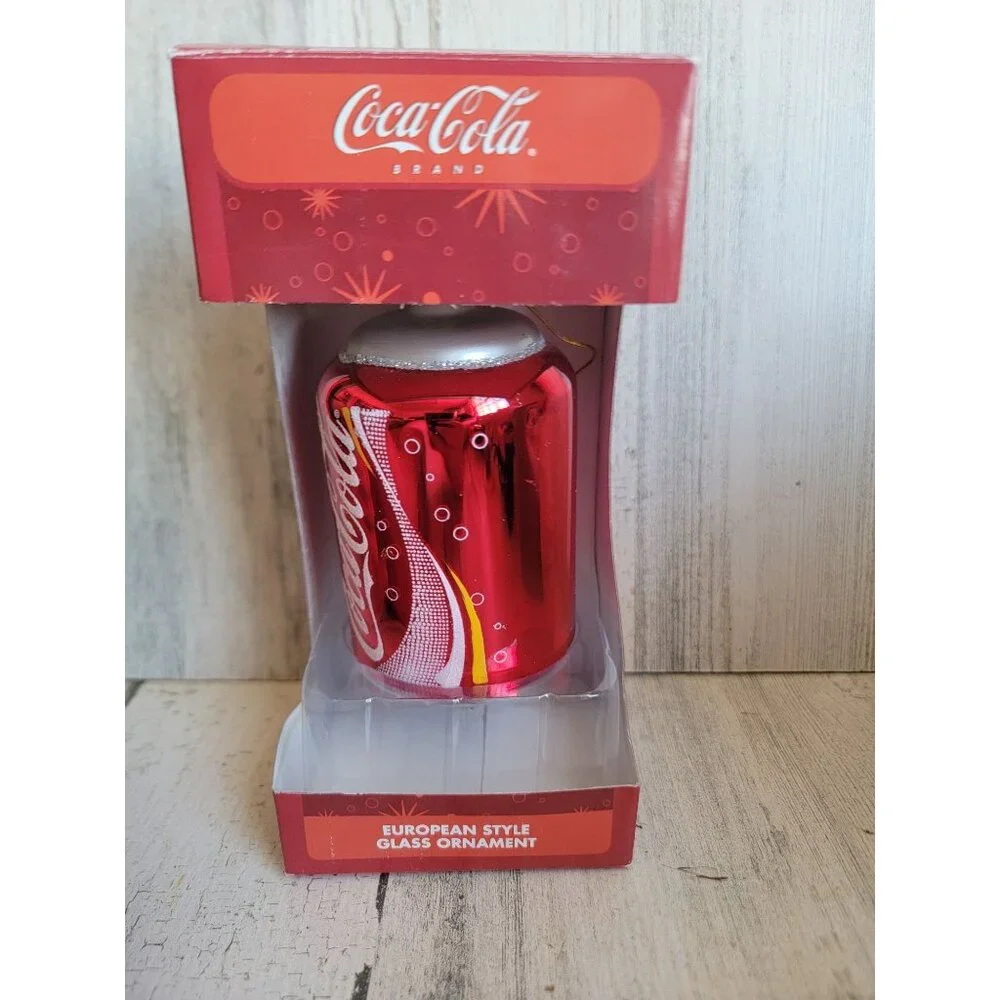 Vintage European glass coke can ornament Xmas glitter‎ soda